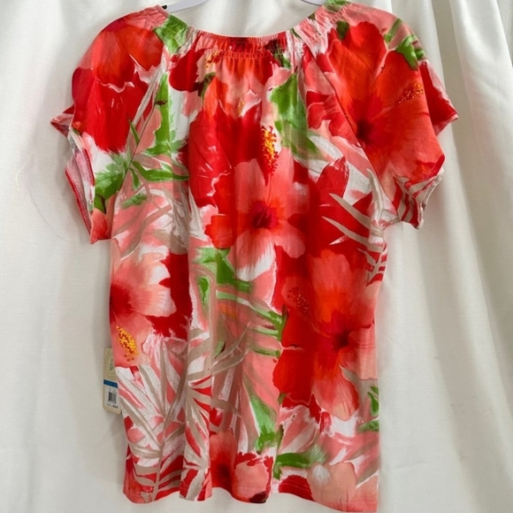 Caribbean Joe Floral top coral color - Picture 2 of 6